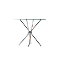 Artiss Round Dining Table with Tempered Glass - Silver