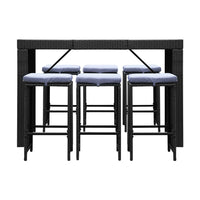 Gardeon 7 Piece Outdoor Dining Table Set - Black