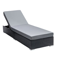 Gardeon Outdoor Wicker Sun Lounge - Black