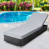 Gardeon Outdoor Wicker Sun Lounge - Black