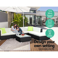 2PC Gardeon Outdoor Furniture Sofa Set Wicker Rattan Garden Lounge Chair Setting