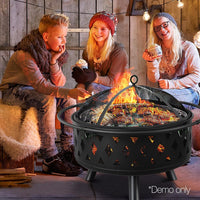Fire Pit BBQ Charcoal Grill Ring Portable Outdoor Kitchen Fireplace 32"