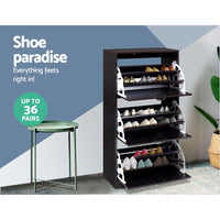 Artiss Shoe Cabinet Shoes Organiser Storage Rack 36 Pairs Shelf Cupboard Walnut