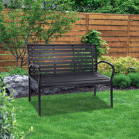 Gardeon Garden Bench Outdoor Furniture Chair Steel Lounge Backyard Patio Park Black