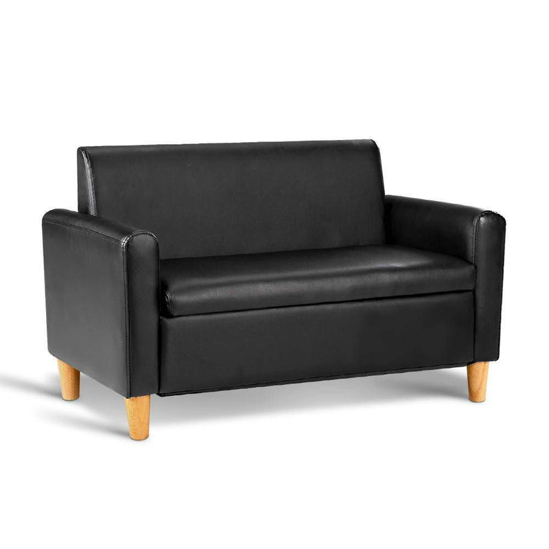 Artiss Kids PU Leather Double Armchair - Black