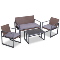 Gardeon 4PC Outdoor Furnitture Patio Table Chair Brown
