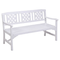 Gardeon Wooden Garden Bench 3 Seat Patio Furniture Timber Outdoor Lounge Chair White