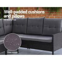 Outdoor Sofa Set Patio Furniture Lounge Setting Dining Chair Table Wicker Black