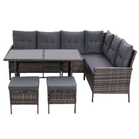 Outdoor Sofa Set Patio Furniture Lounge Setting Dining Chair Table Wicker Grey