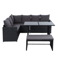Gardeon Outdoor Furniture Dining Setting Sofa Set Lounge Wicker 8 Seater Black