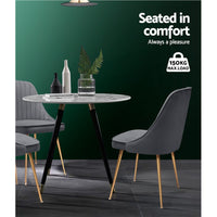 Artiss Dining Chairs Retro Chair Cafe Kitchen Modern Iron Legs Velvet Grey x2