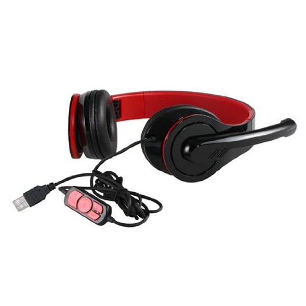 OVLENG Q8 USB Port Super Bass On-ear Headphones with Microphone & 2.0 m Cable (Black & Red)