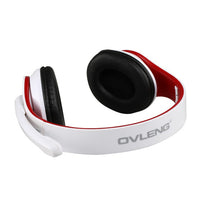 OVLENG Q8 USB Port Super Bass On-ear Headphones with Microphone & 2.0 m Cable (White & Red)