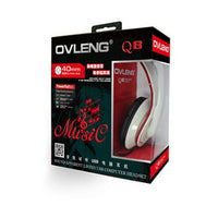 OVLENG Q8 USB Port Super Bass On-ear Headphones with Microphone & 2.0 m Cable (White & Red)