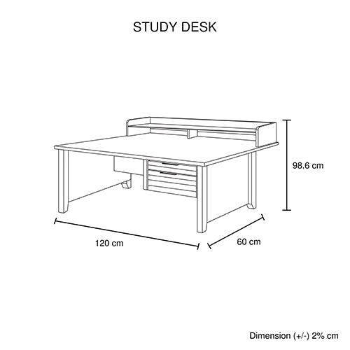 Cielo 2 Drawers Wooden Leg Study Desk
