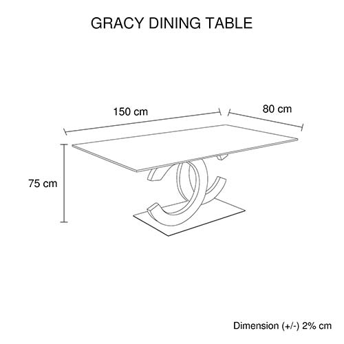 Gracy Stainless Steel Glossy Base Dining Table