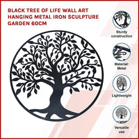Black Tree of Life Wall Art Hanging Metal Iron Sculpture Garden 60cm