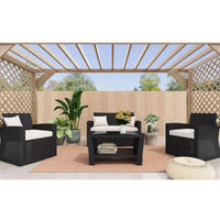 Corby 4 Seater Rattan Outdoor Sofa Lounge Set Black
