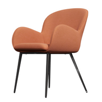 Jessi Orange Velvet Dining Chair with Arm Rest Set of 2