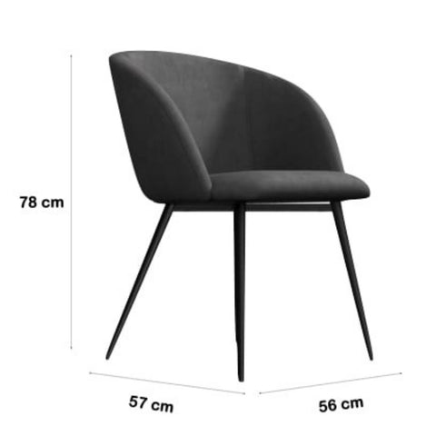Mid-Century Grey Velvet Dining Chair Set of 2