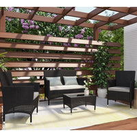 Lyka Sun-proof 4 Seater Rattan Outdoor Lounge Sofa Set Black