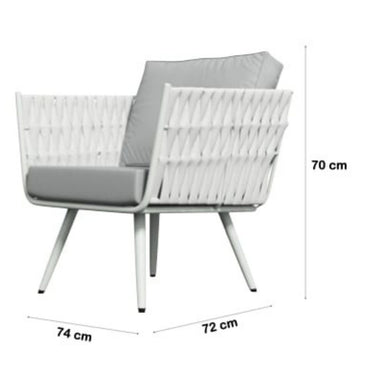 Milano White Outdoor One-Seater Sofa with Cushions