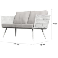 Milano White Outdoor Two-Seater Sofa with Cushions