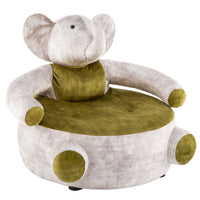 Gregory Grey Green Solid Wooden Structure Elephant Character Sofa or Armchair