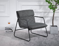 Dark Grey Linen Upholstered Armchair Lounge Chair with Sled Base