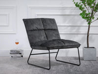 Wrought Iron Grey Slipper Accent Chair Lounge Chair Polyester Fabric Sled Base