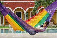 Queen Size Cotton Hammock in Rainbow
