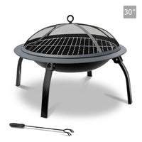 Grillz 30 Inch Portable Foldable Outdoor Fire Pit Fireplace