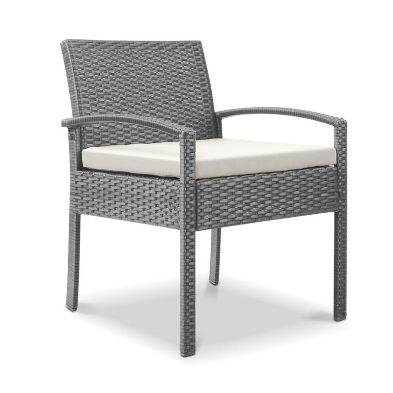 Gardeon Outdoor Furniture Bistro Wicker Chair Grey