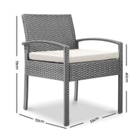 Gardeon Outdoor Furniture Bistro Wicker Chair Grey