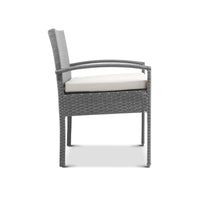 Gardeon Outdoor Furniture Bistro Wicker Chair Grey