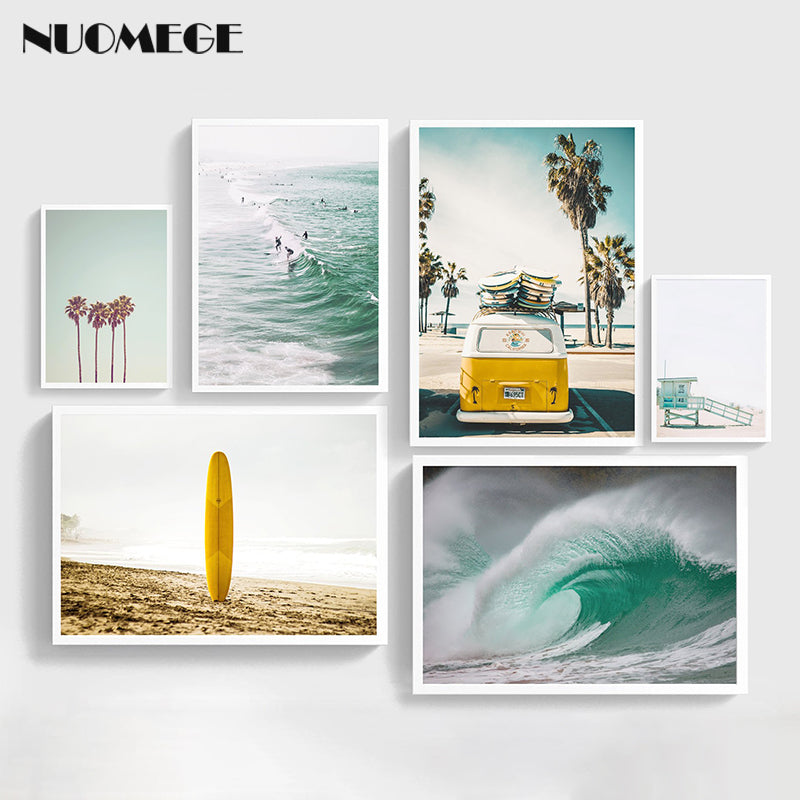 Nordic Style Beach Wall Art California Beach Canvas Painting Ocean Posters and Prints Decorations for Livingroom Home Decor