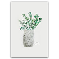 Simple Watercolor Vase Green Plant Art Poster Wall Art Print Canvas Painting Picture Modern Home Living Room Decoration Custom