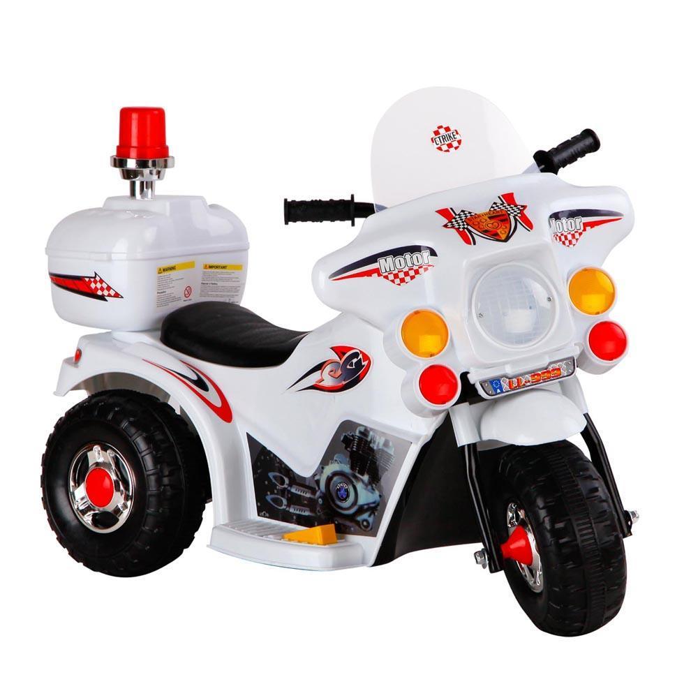 Kid's Electric Ride on Patrol Motorbike - White